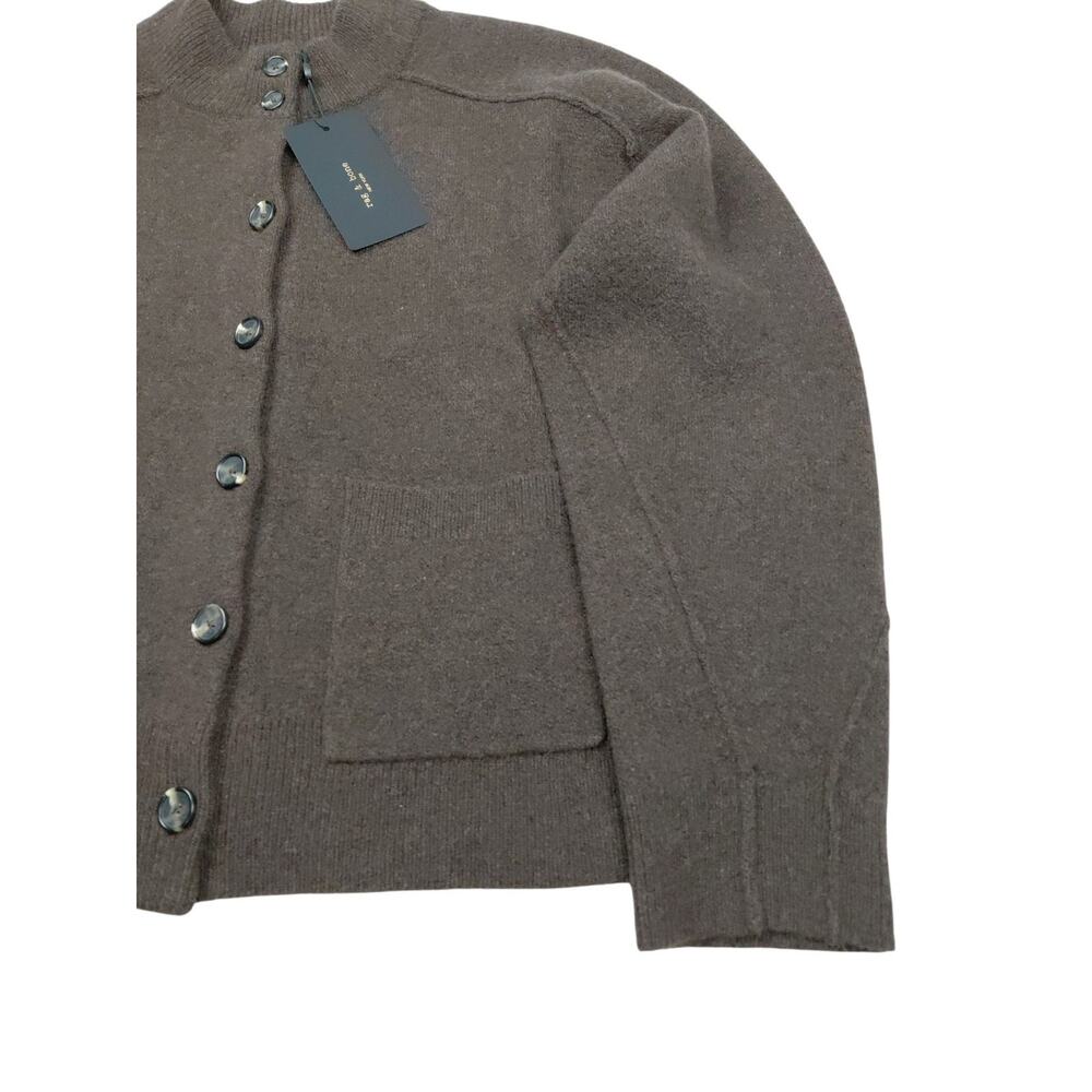 Rag & Bone Bridget Mock Neck Women's SZ S Cardigan In Brown Wool Blend Sweater - Picture 2 of 9